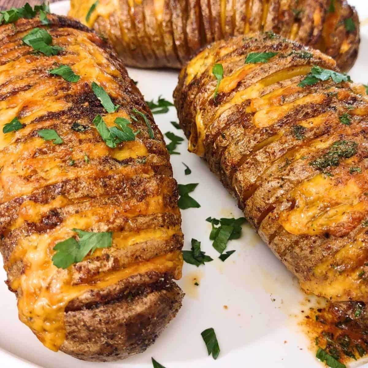 Air Fryer Hasselback Potatoes With Cheese