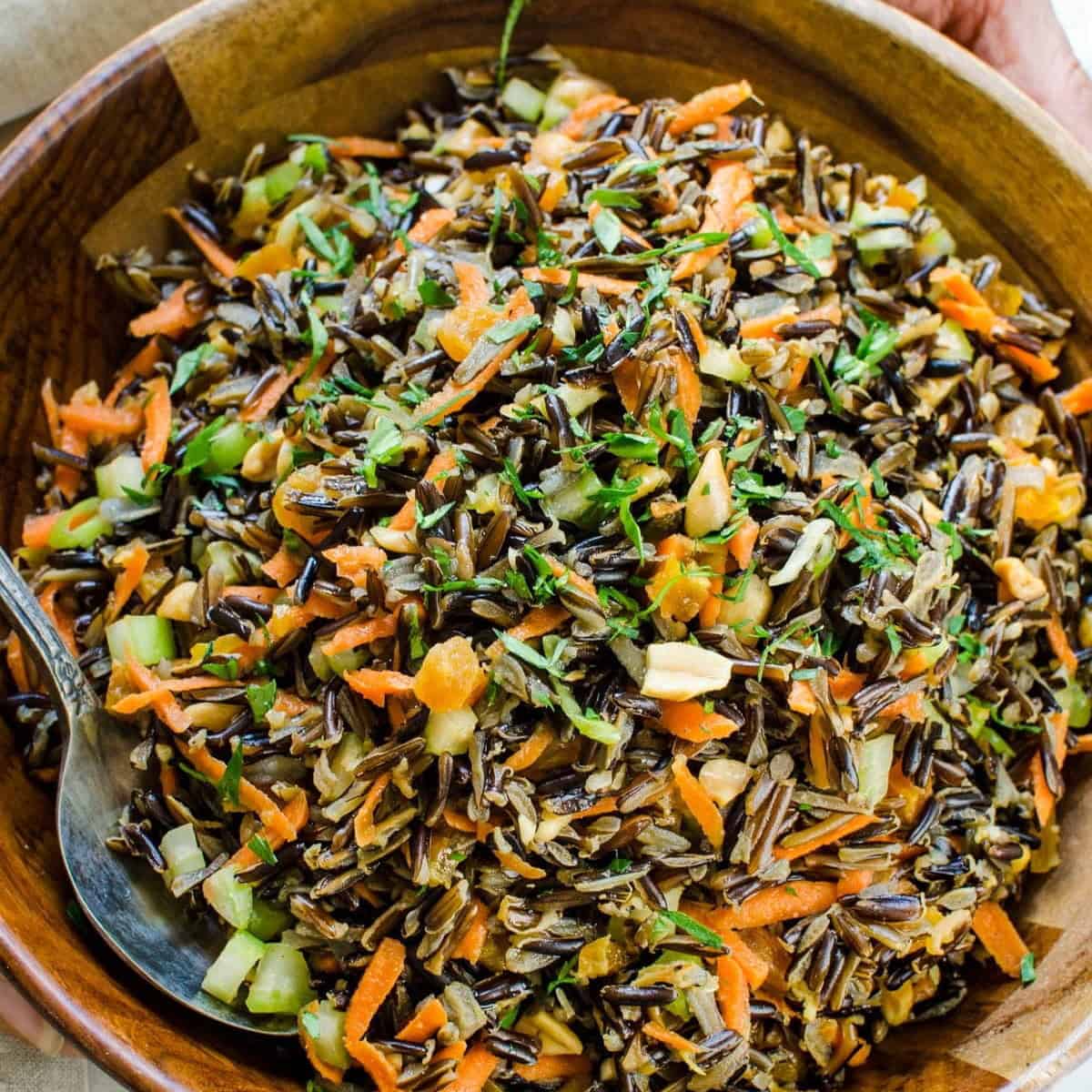 Asian Wild Rice Salad With Ginger Soy Dressing