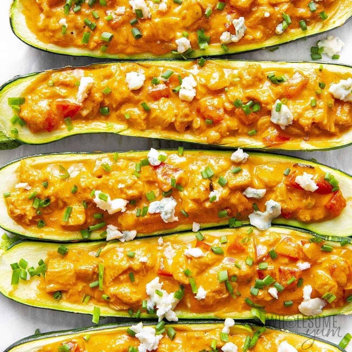 Buffalo Chicken Zucchini Boats
