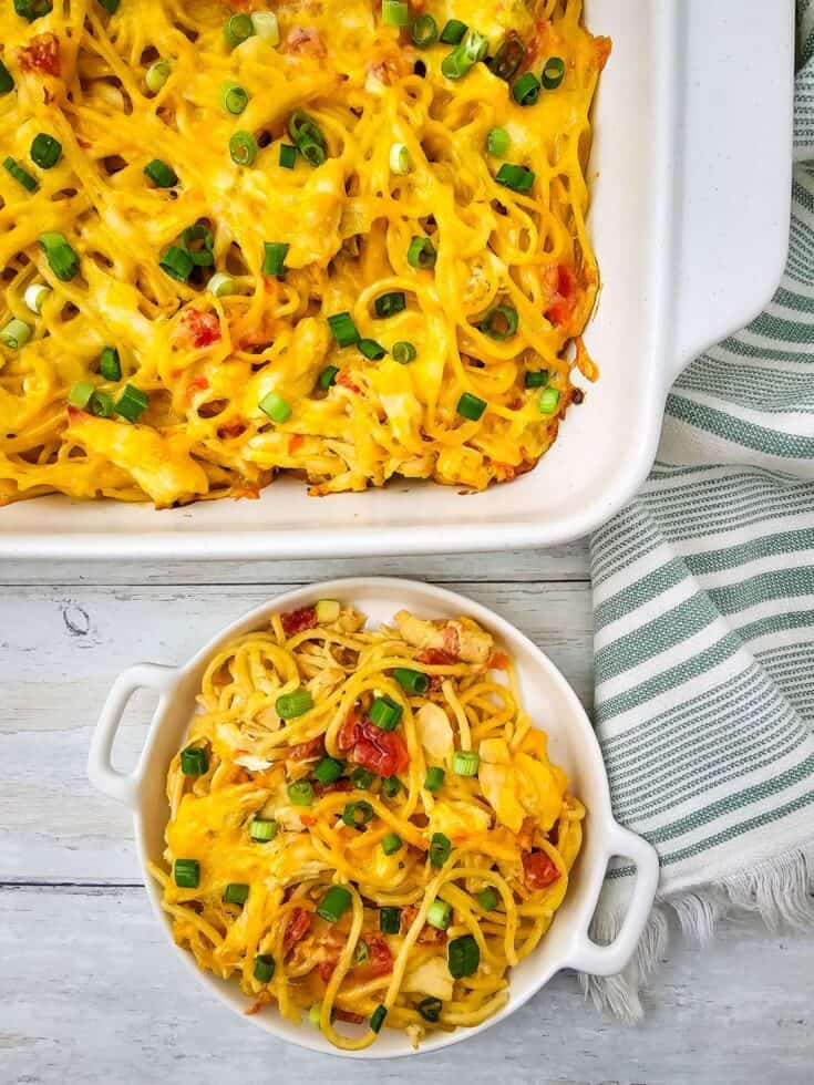 Cheesy Rotel Chicken Spaghetti