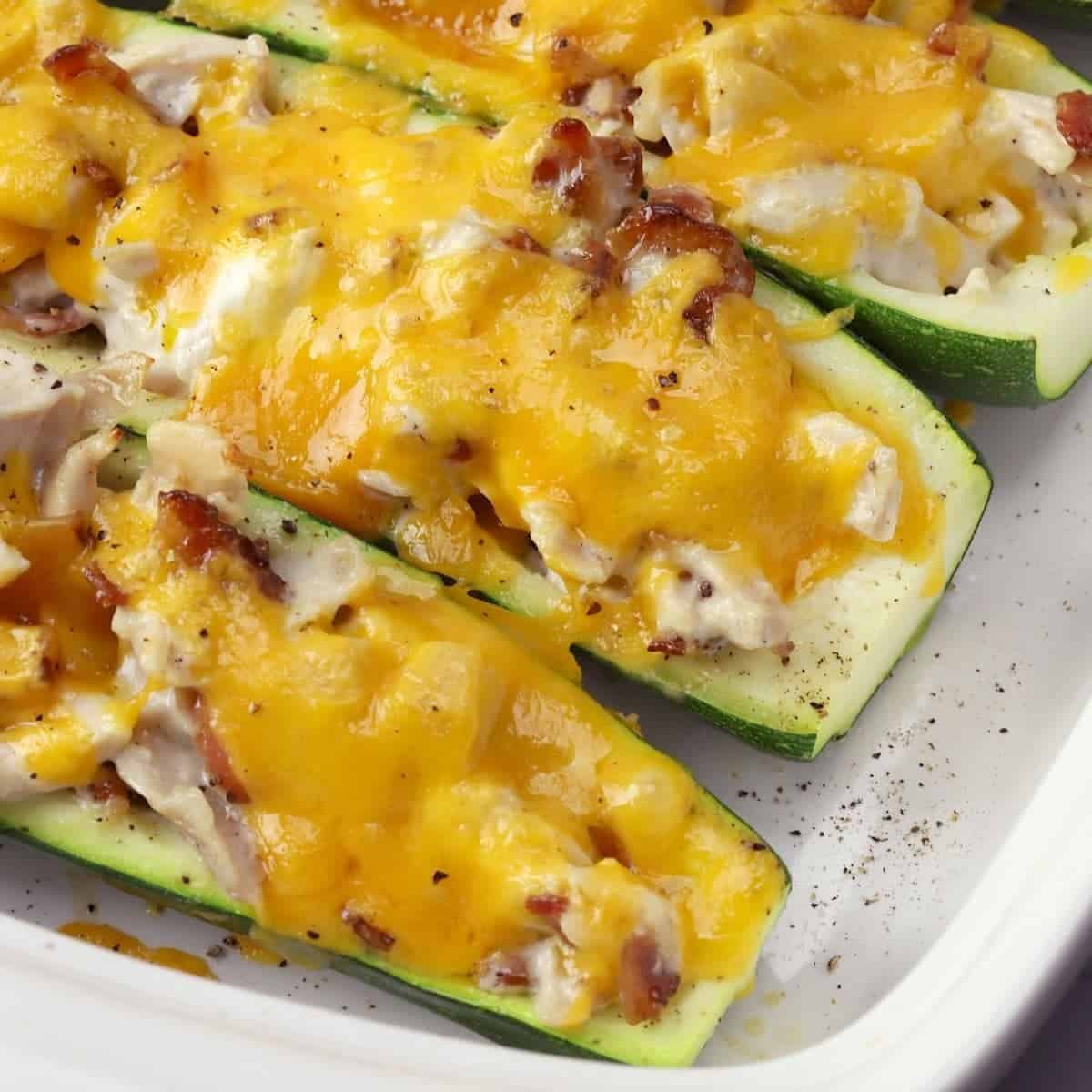 Chicken Bacon Ranch Zucchini Boats