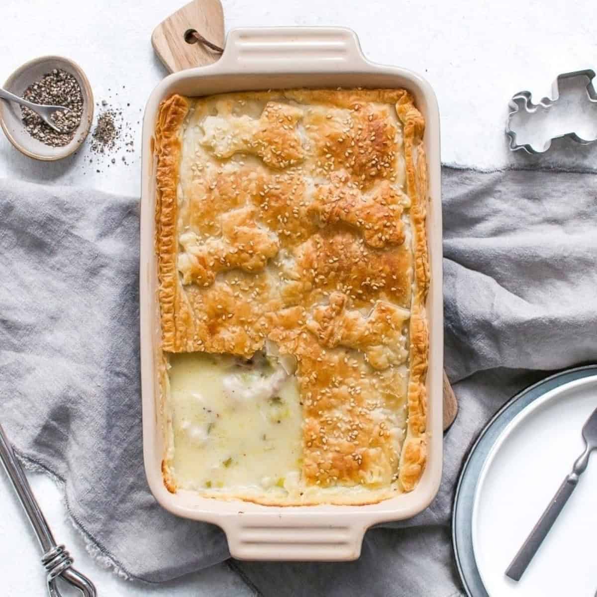 Creamy Chicken Pie With Puff Pastry Leftover Chicken Recipe