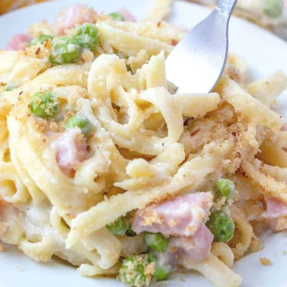 Creamy Easy Ham Fettuccine Casserole