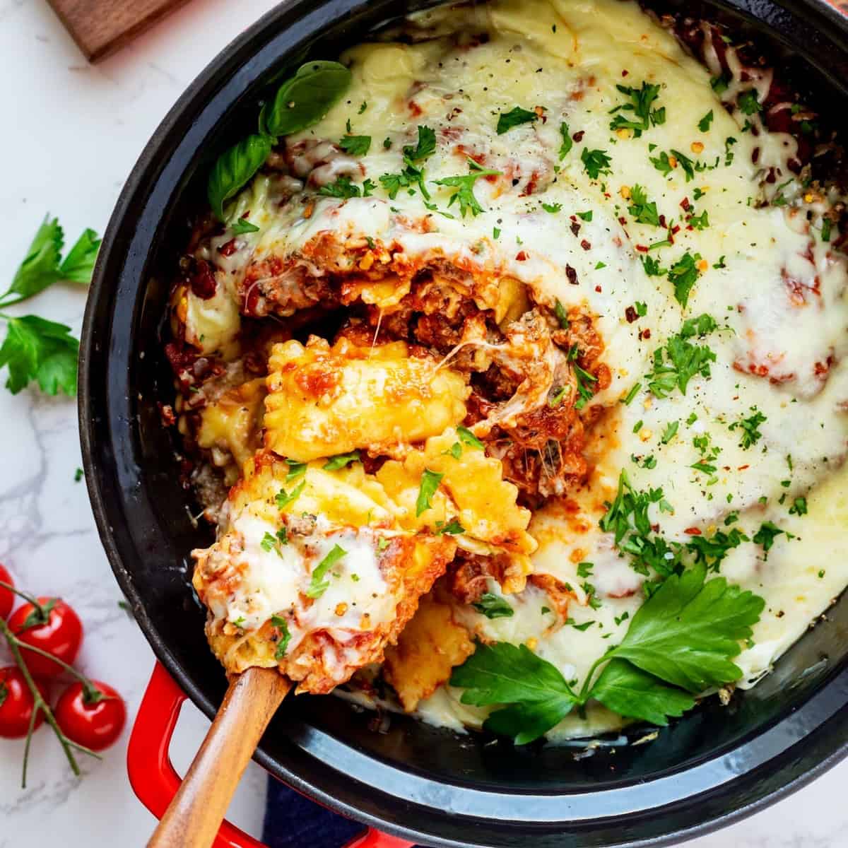 Crockpot Ravioli Lasagna
