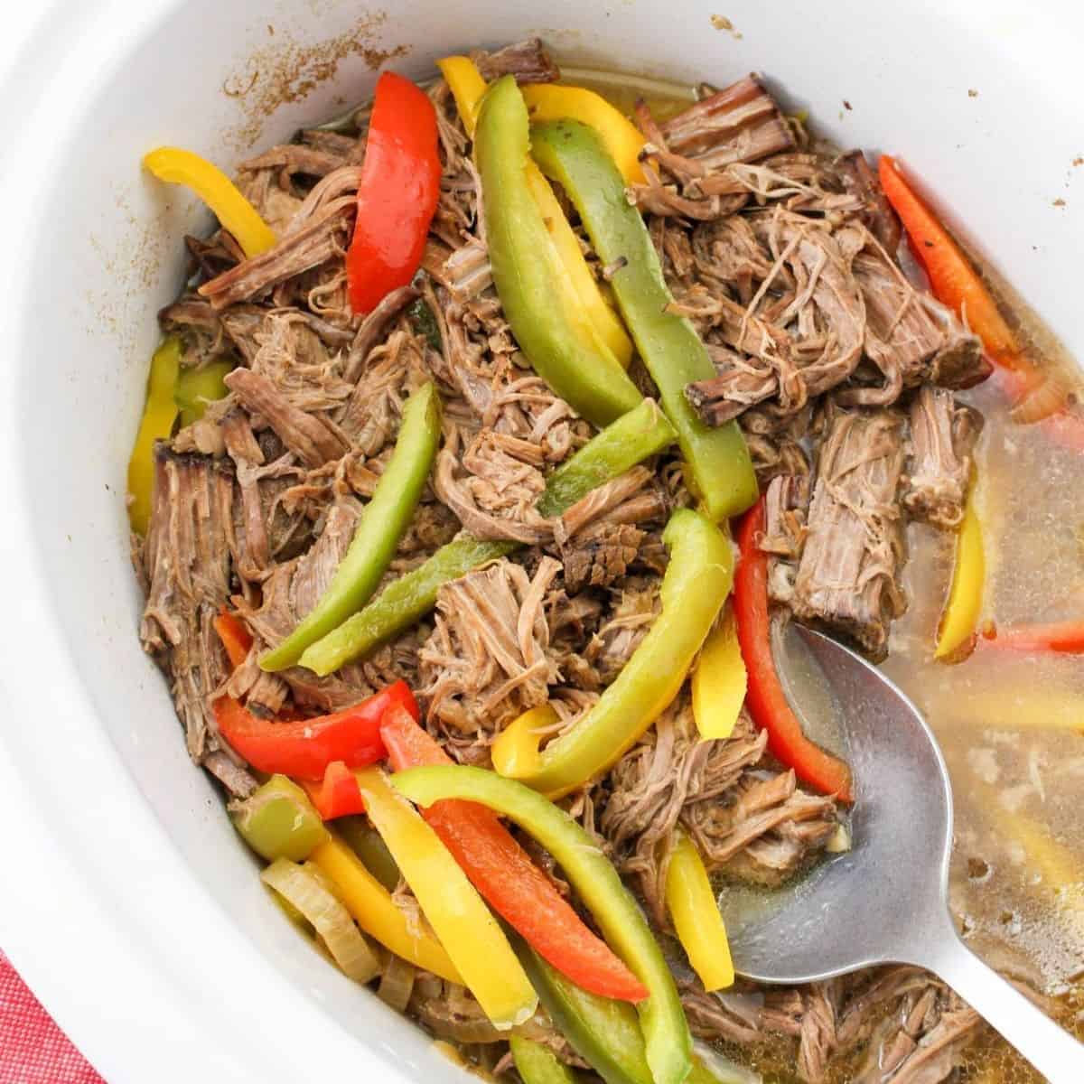 Easy Slow Cooker Beef Peppers Recipe