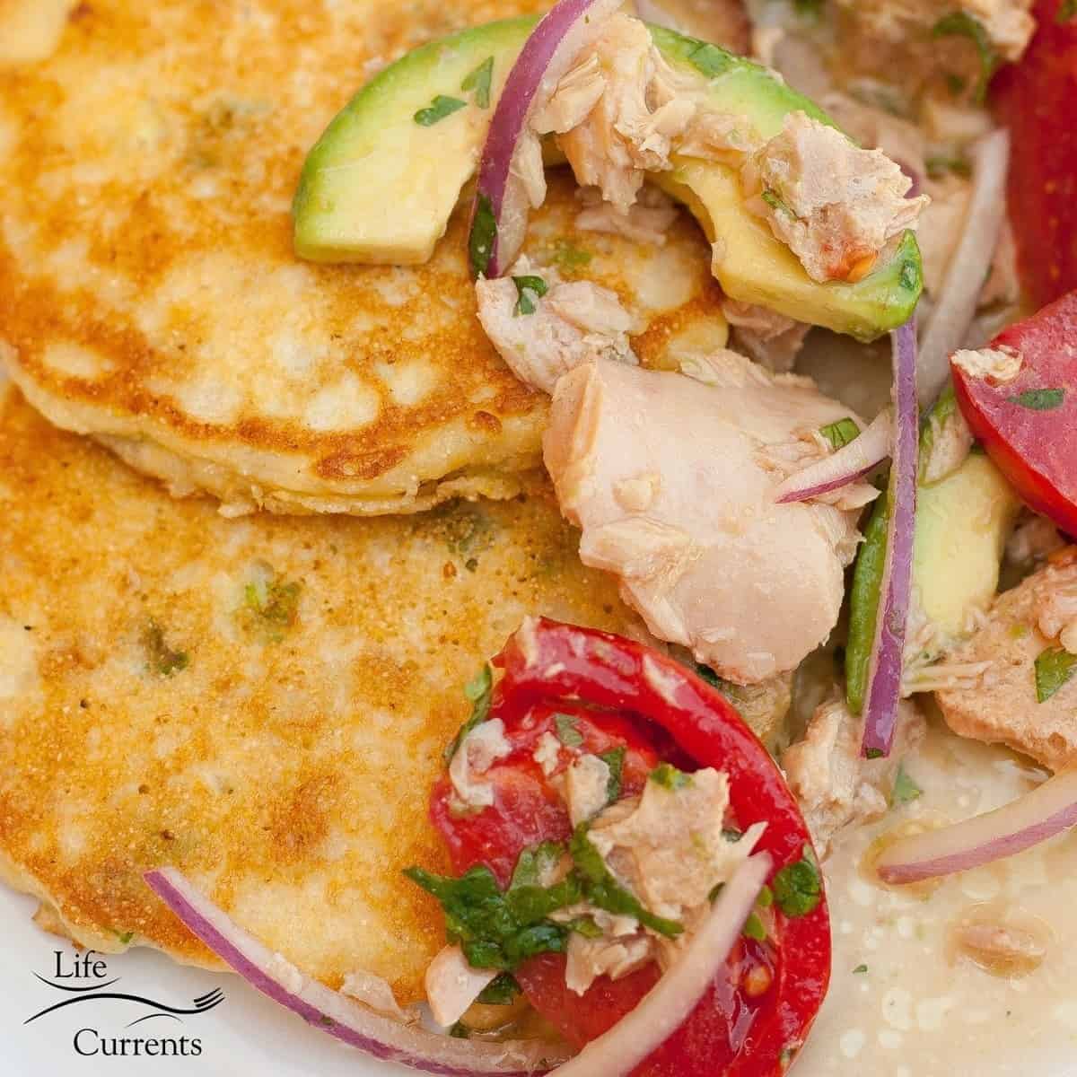 Island Trollers Summer Salad With Fresh Corn Cakes