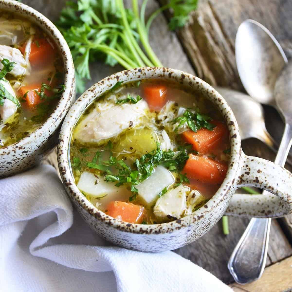 Leftover Chicken Bone Broth Soup