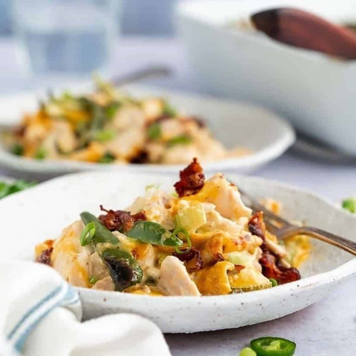 Low Carb Cheesy Leftover Turkey Or Chicken Jalapeno Popper Casserole Gluten Free