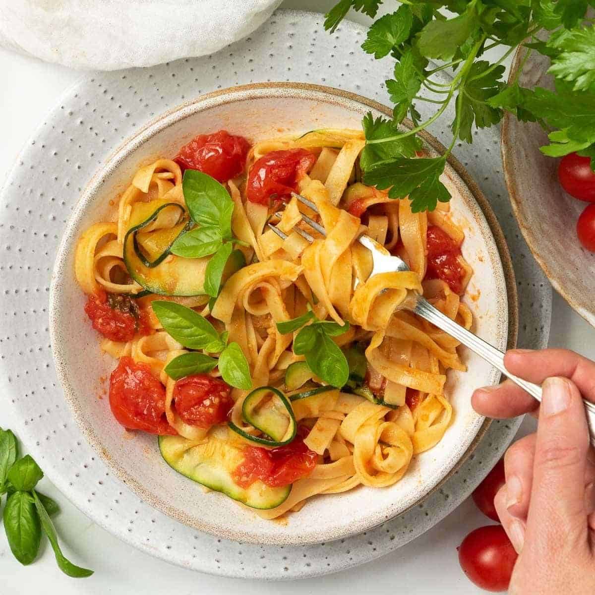 Our Fave Courgette Tomato Summer Pasta