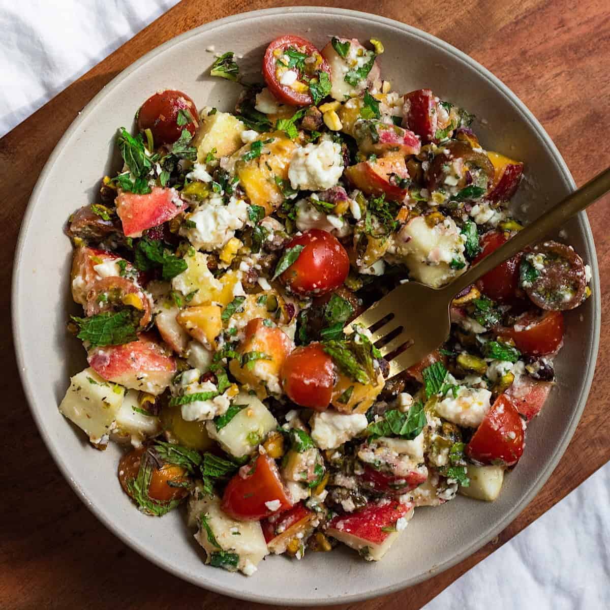 Summer Peach Tomato Salad With Feta