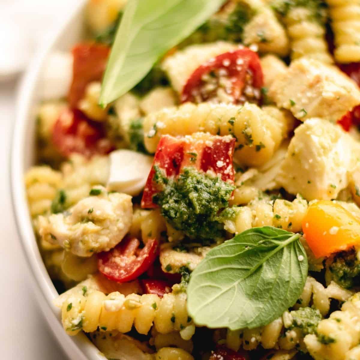 Summer Pesto Chicken Pasta Salad