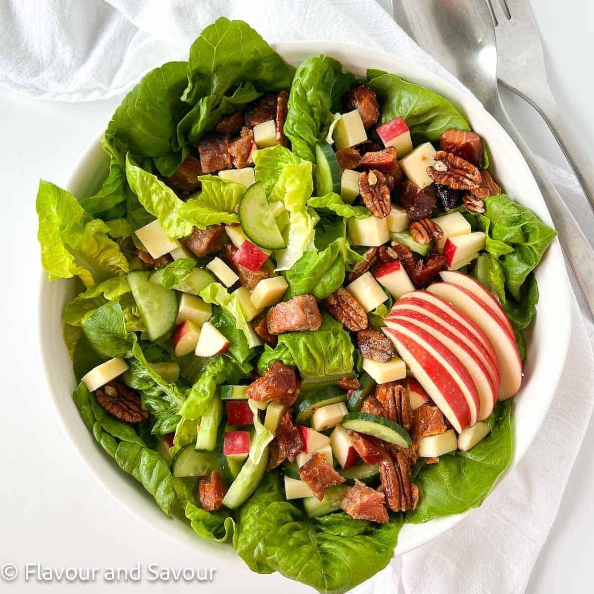 Apple Cheddar Smoked Salmon Salad With Maple Dressing