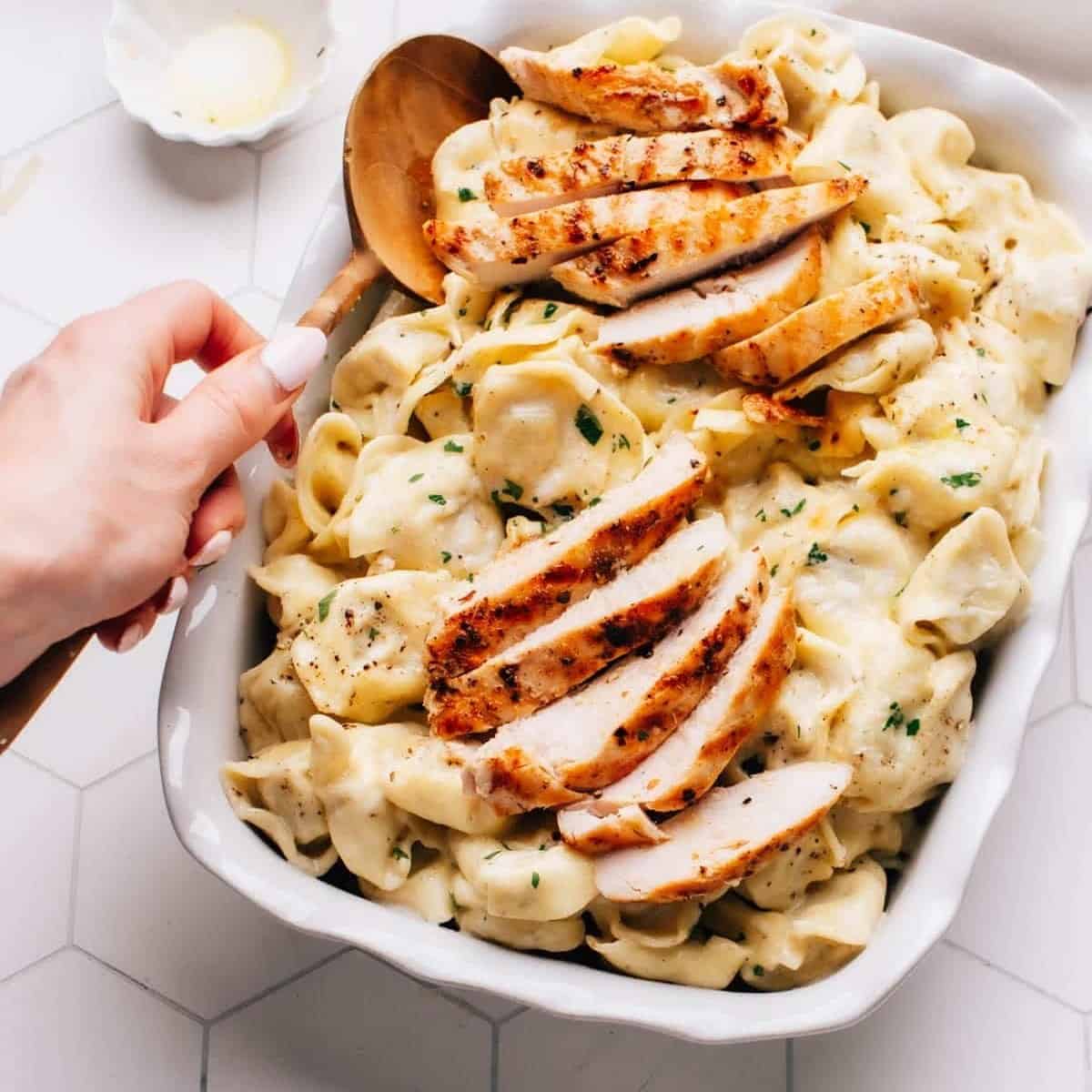 Asiago Tortelloni Alfredo With Grilled Chicken Asiago Tortelloni Alfredo With Grilled Chicken