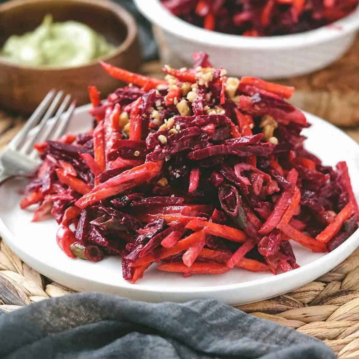 Beetroot And Carrot Salad Creamy Dressing