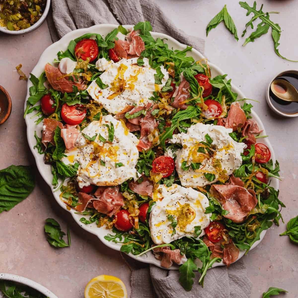Burrata And Prosciutto Salad Arugula