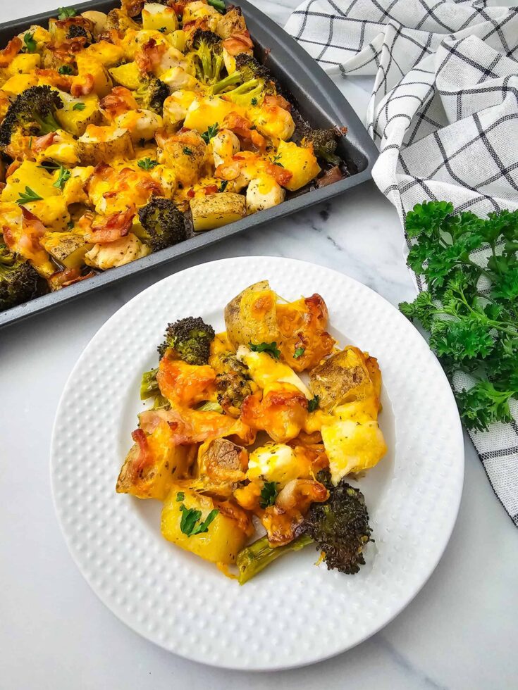 Cheesy Chicken Bacon Ranch Sheet Pan Meal