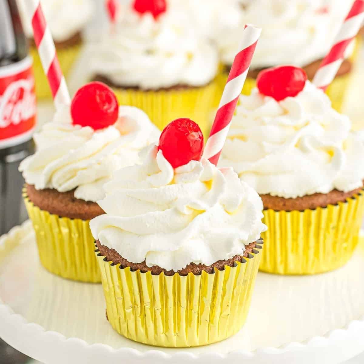 Cherry Coke Float Cupcakes