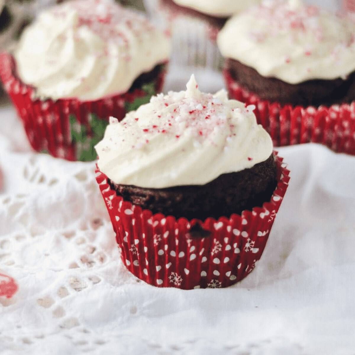 Chocolate Candy Cane Cupcakes