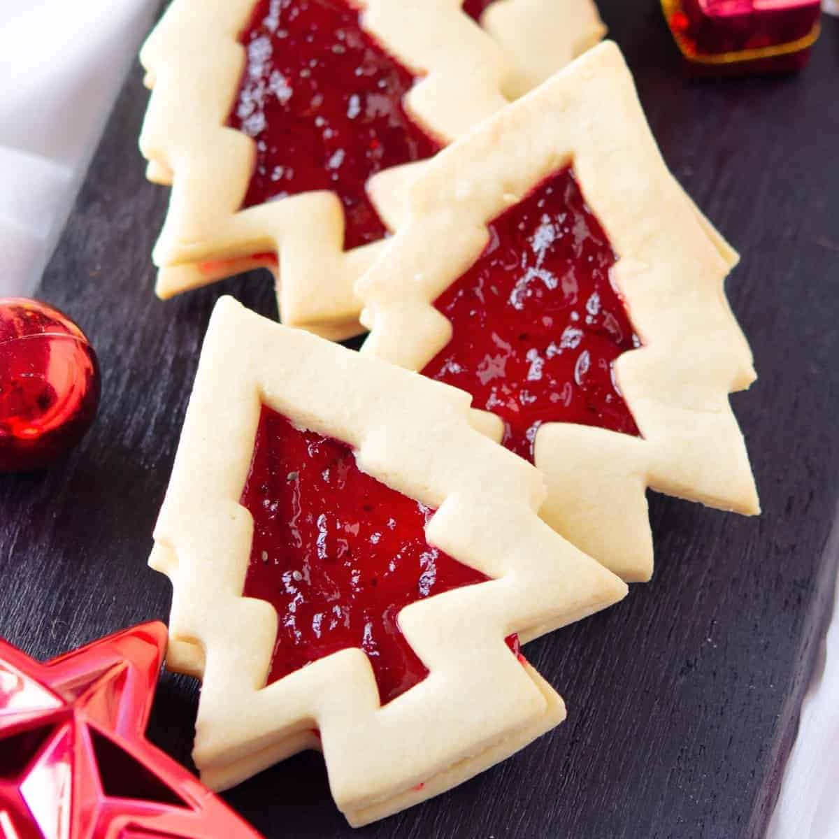 Christmas Tree Linzer Cookies Christmas Tree Linzer Cookies