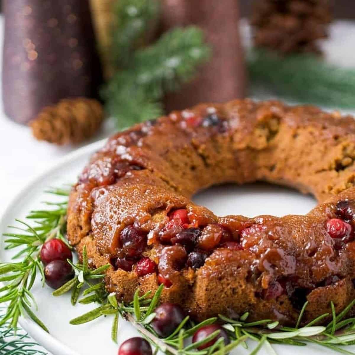 Cranberry Gingerbread Bundt Cake