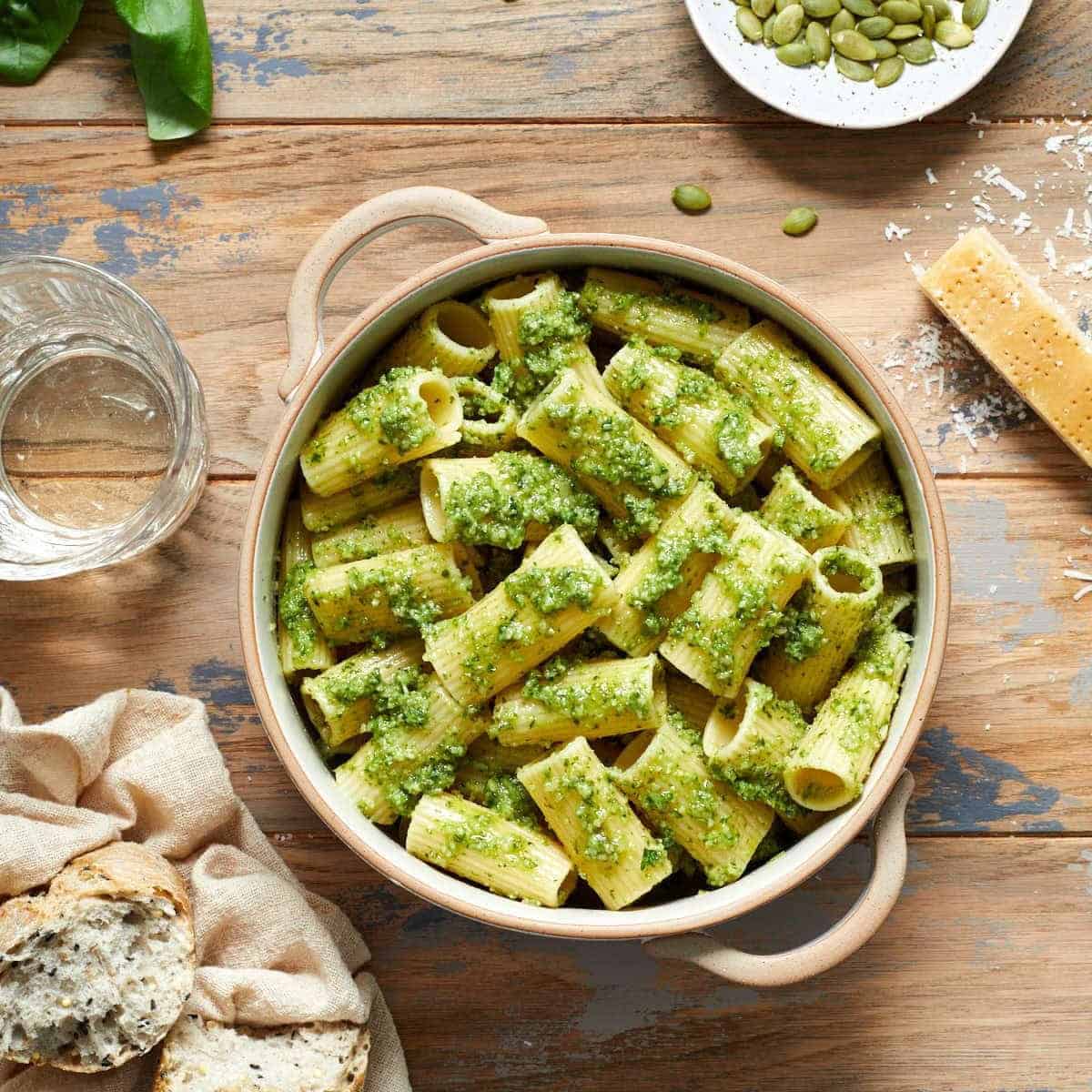 Creamy Pumpkin Seed Pesto Pasta