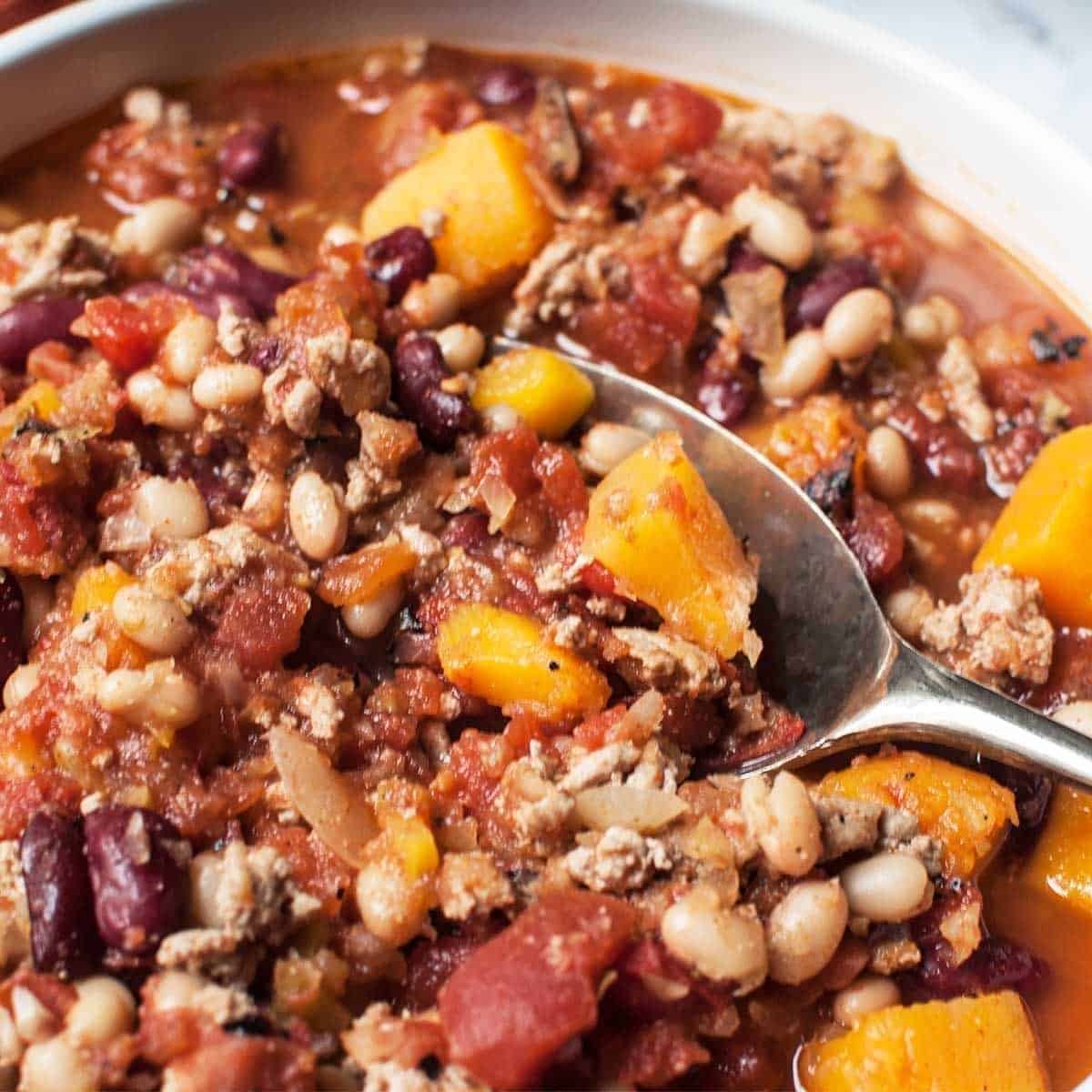 Crockpot Turkey Chili With Butternut Squash