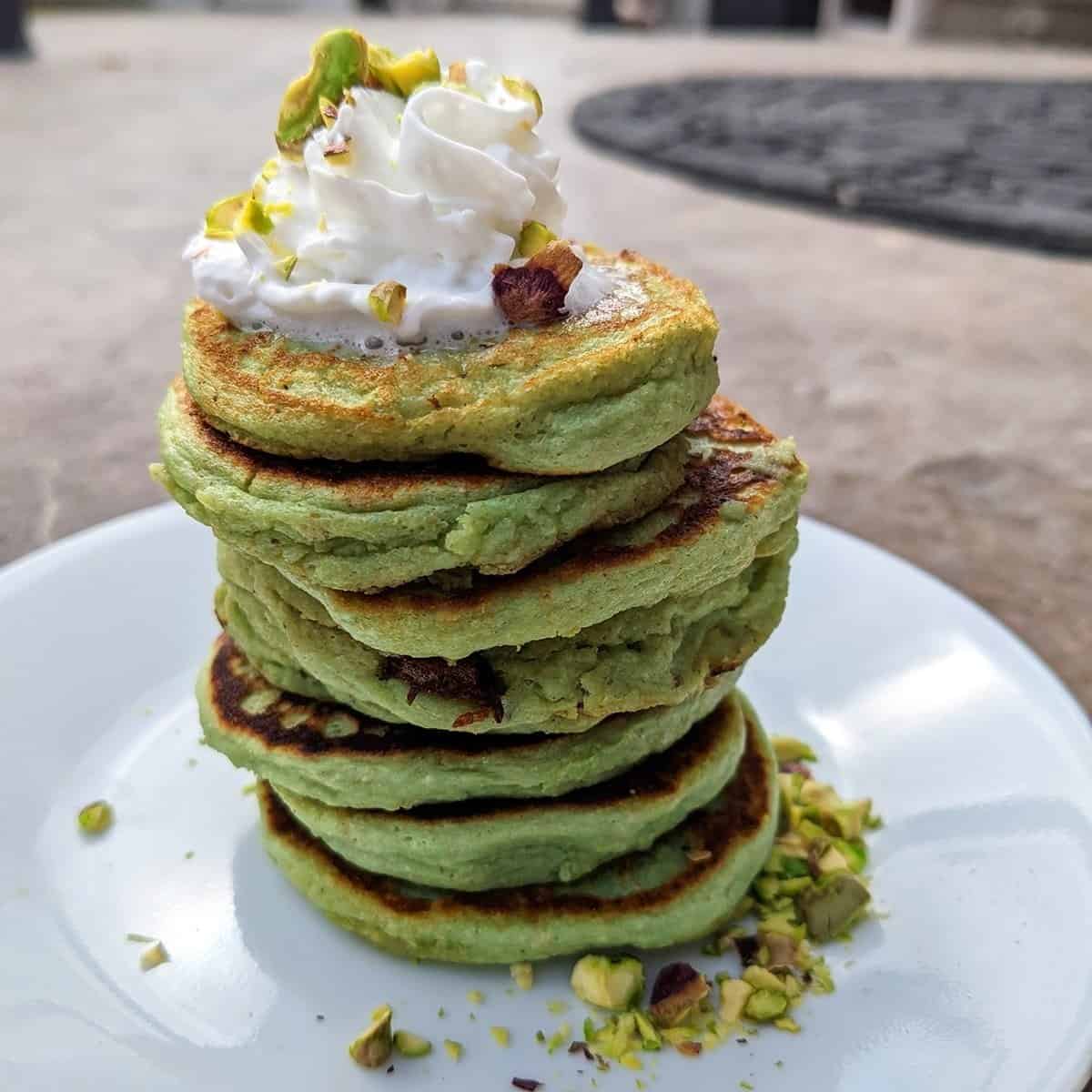 Green Protein Pistachio Pudding Protein Pancakes With Kodiak Mix