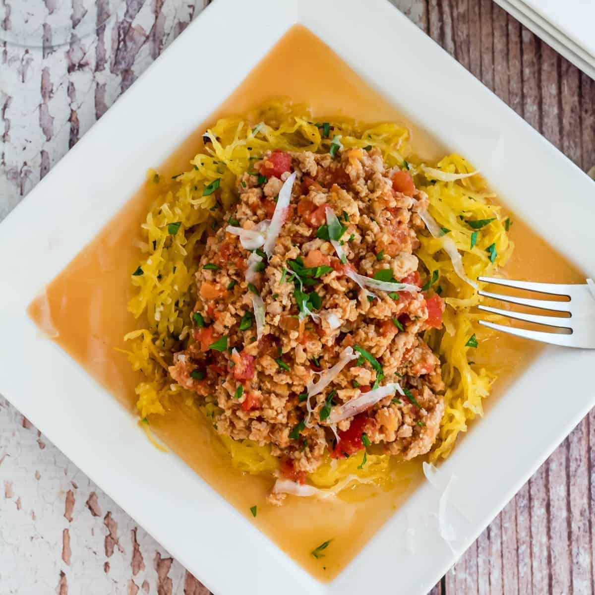 Healthy Turkey Bolognese Roasted Spaghetti