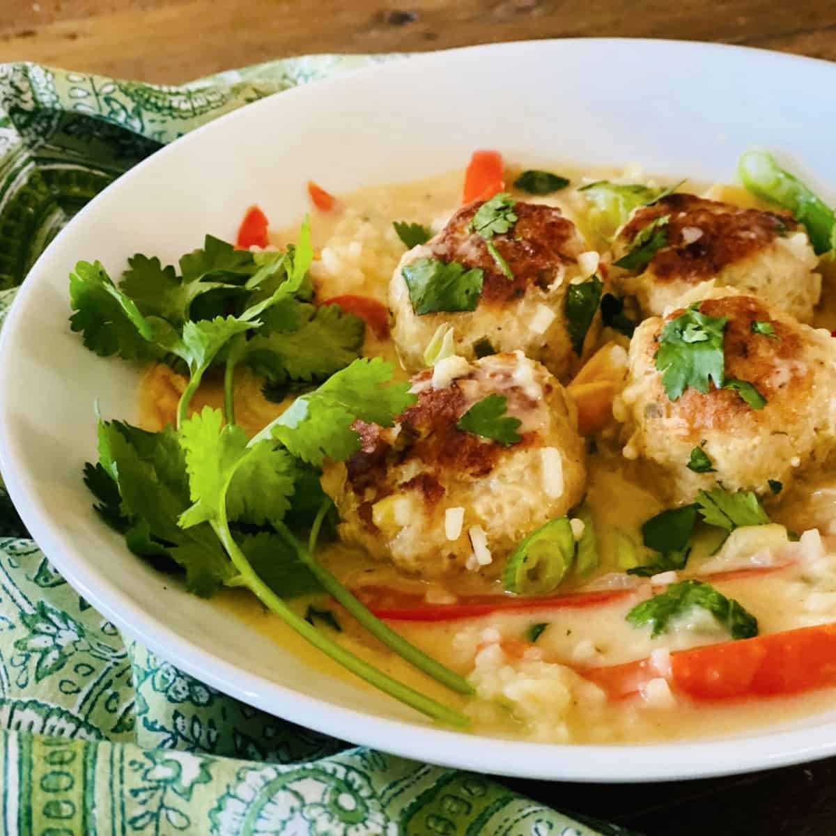 One Pot Chicken Meatballs Recipe With Jasmine Rice