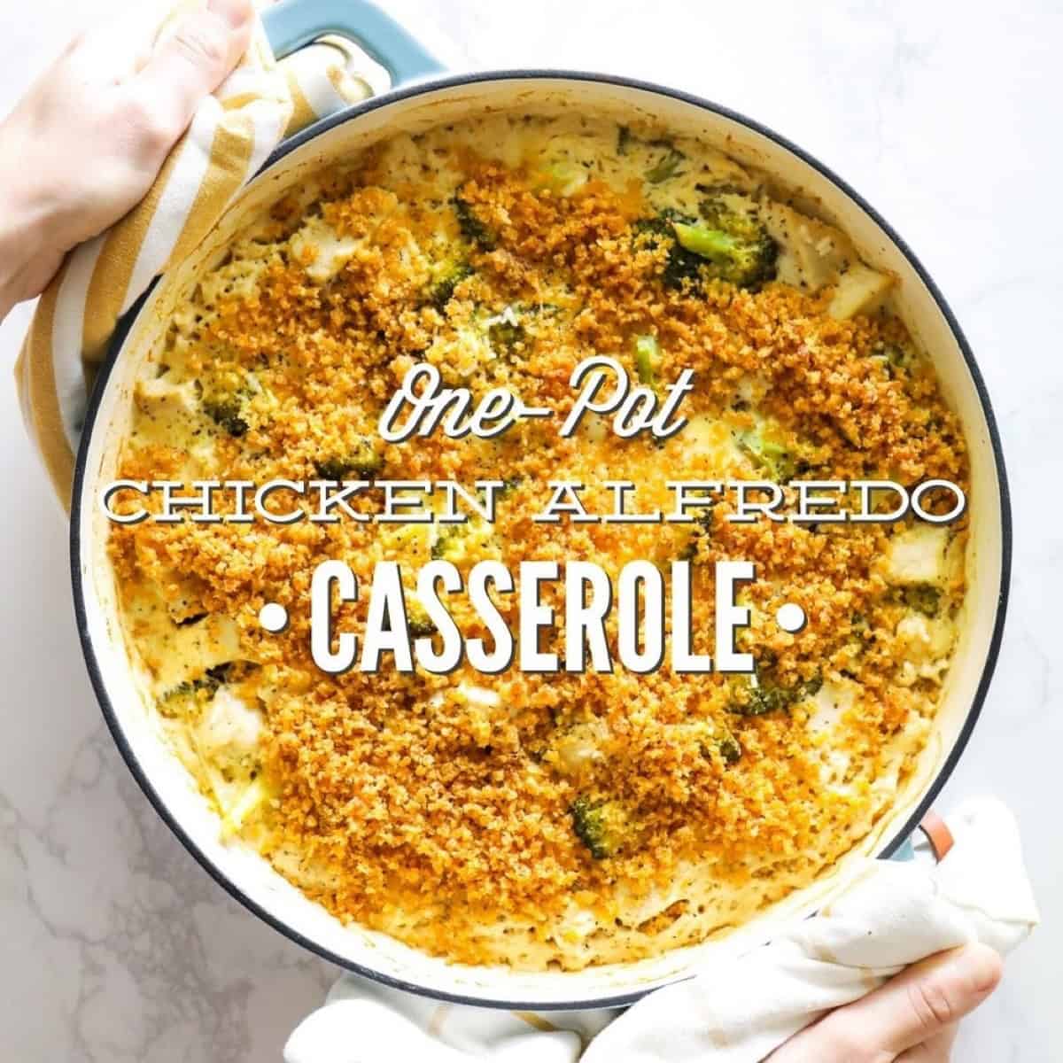 One Pot Chicken Rice And Broccoli Alfredo Casserole With Homemade Alfredo Sauce