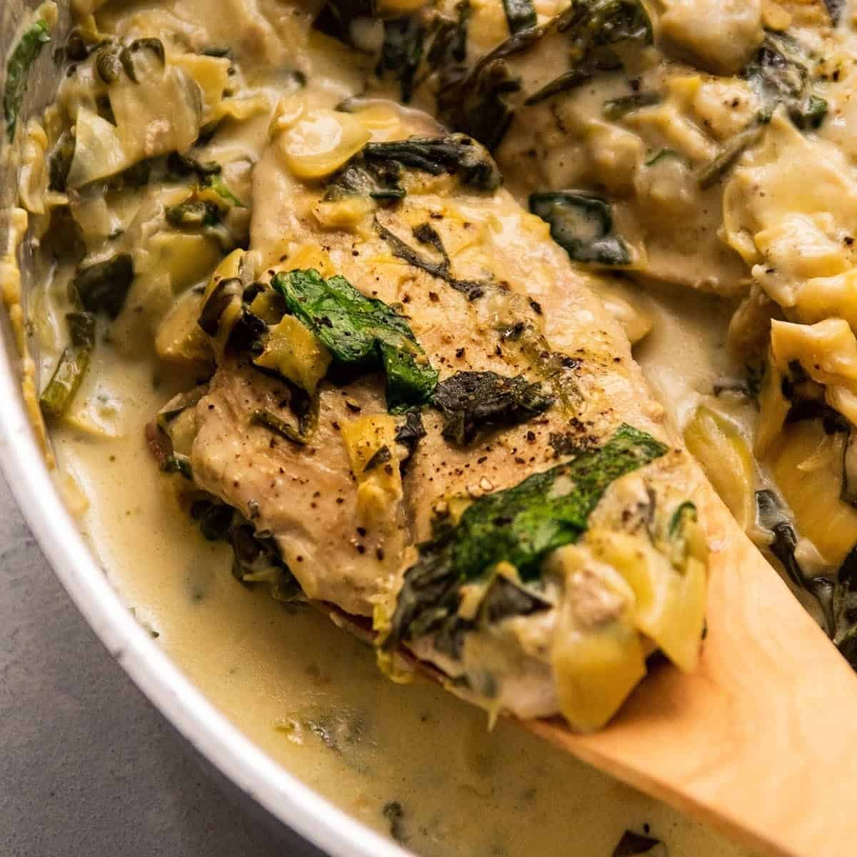 One Pot Spinach Artichoke Chicken