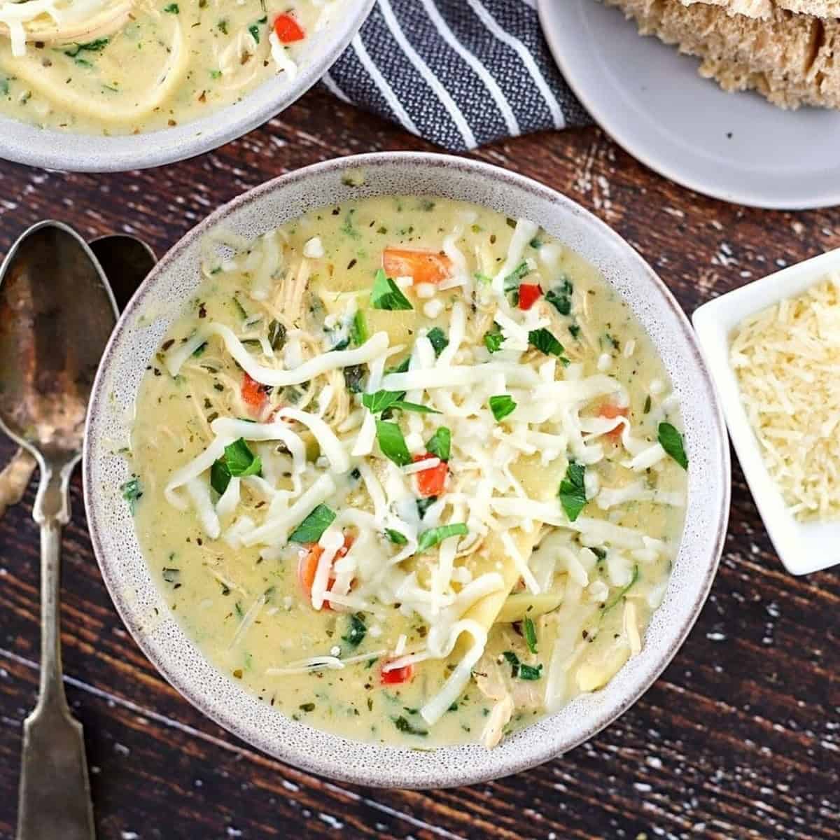 One Pot White Chicken Lasagna Soup