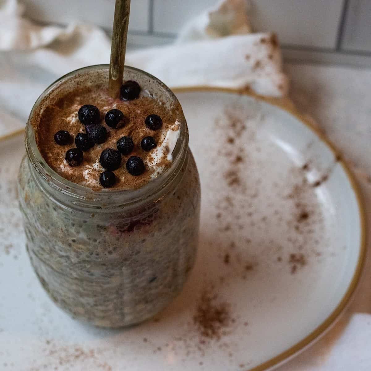 Overnight Oats With Frozen Berries And Protein Powder