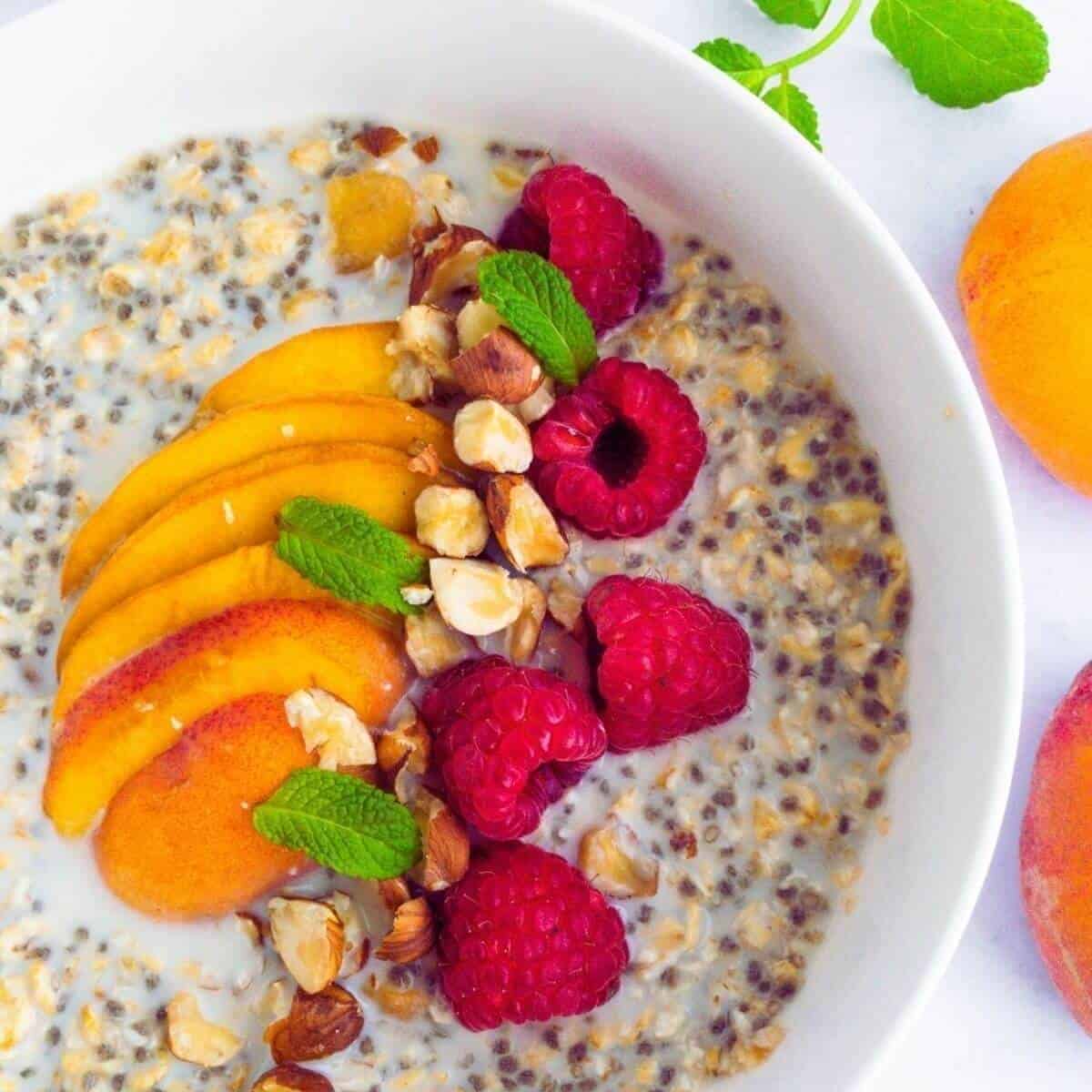 Peach Melba Overnight Oats