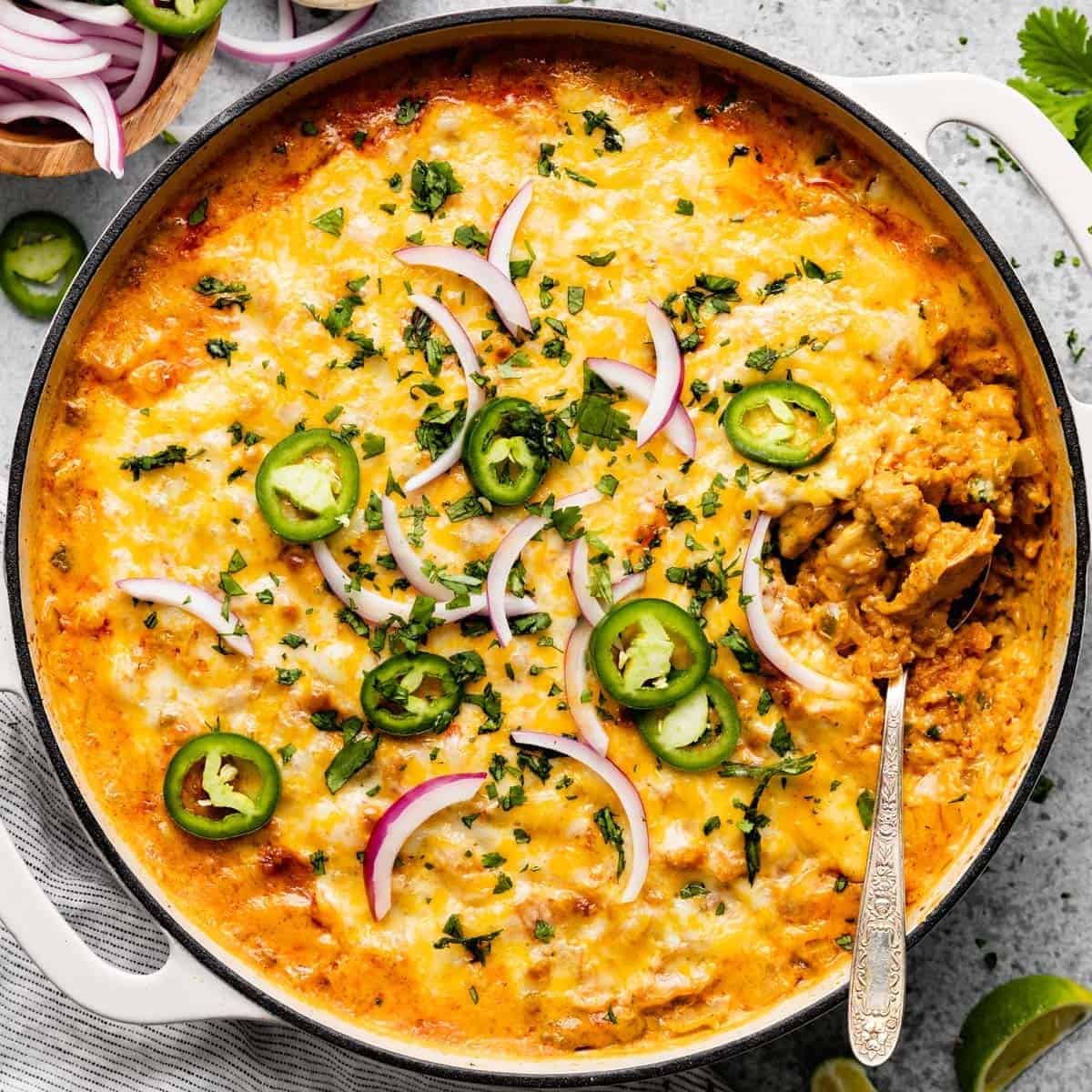 Queso Chicken Mexican Rice Skillet
