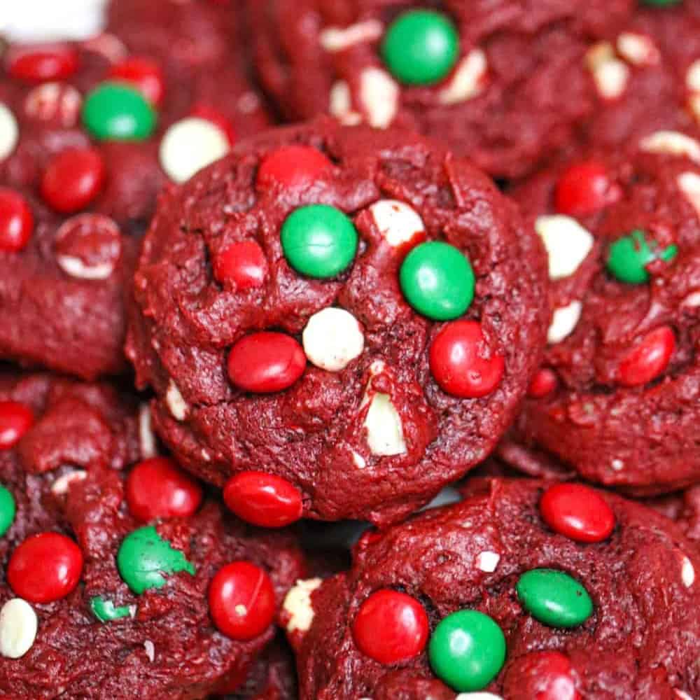 Red Velvet Santa Cake Mix Cookies