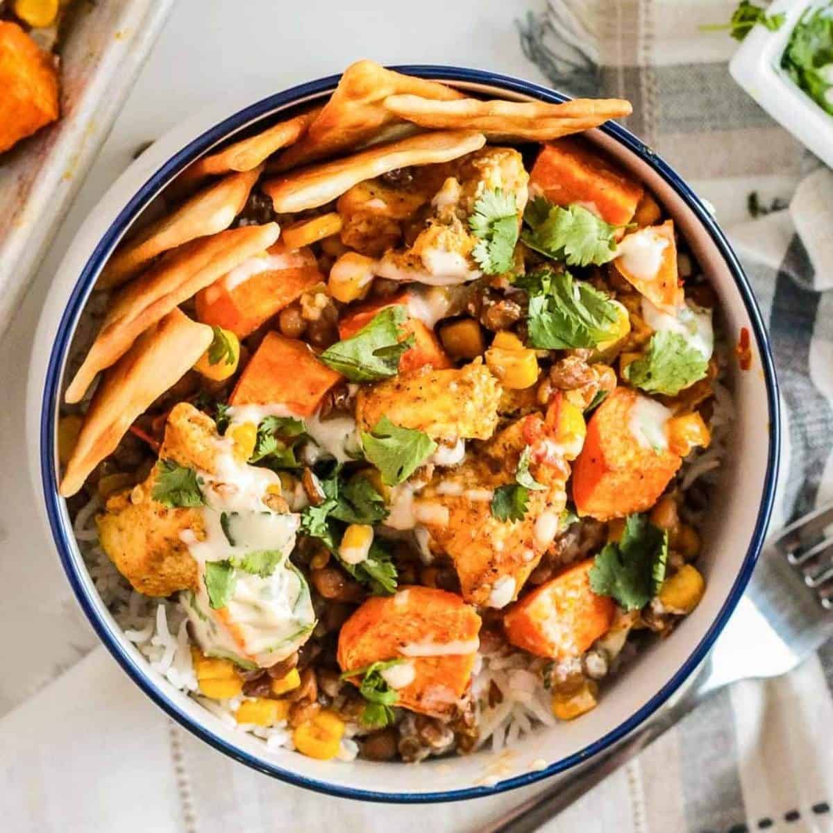 Sheet Pan Curried Chicken Tahini Dressing
