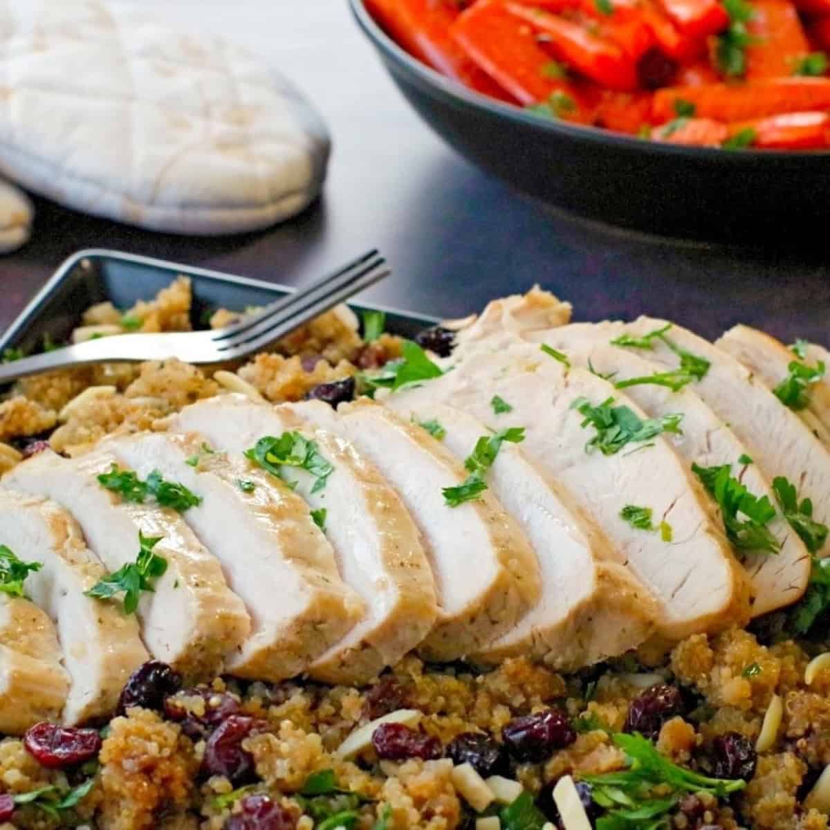 Slow Cooker Turkey Breast With Quinoa Cranberry Dressing