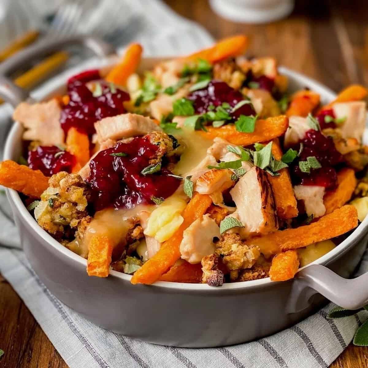 Thanksgiving Leftovers Poutine With Sweet Potato Fries