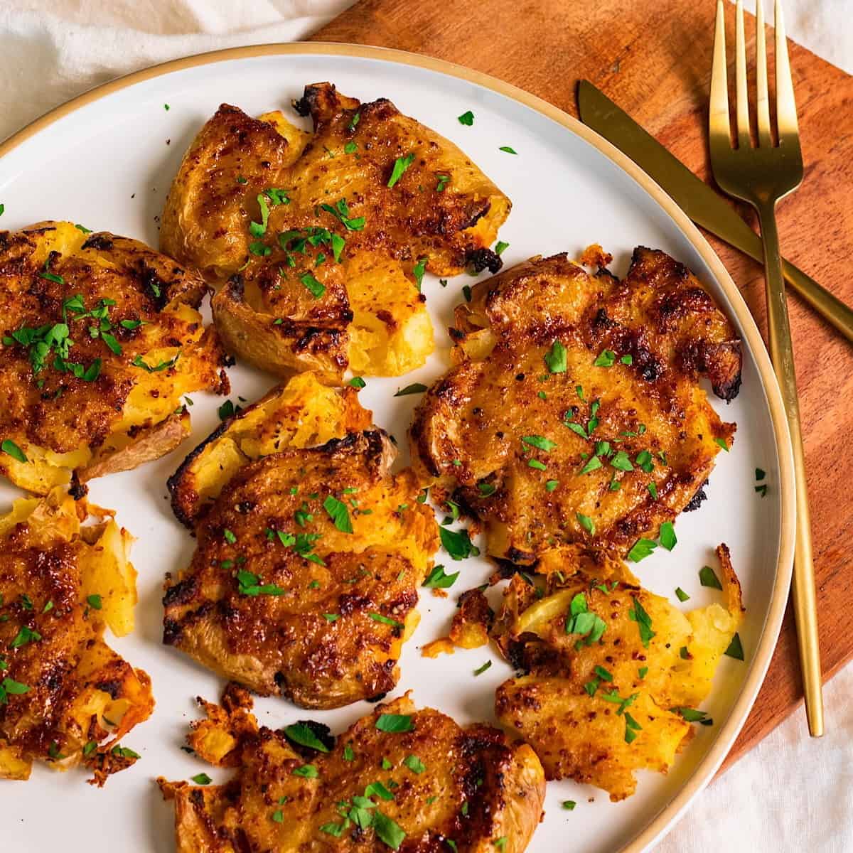 Baked Smashed Honey Mustard Potatoes
