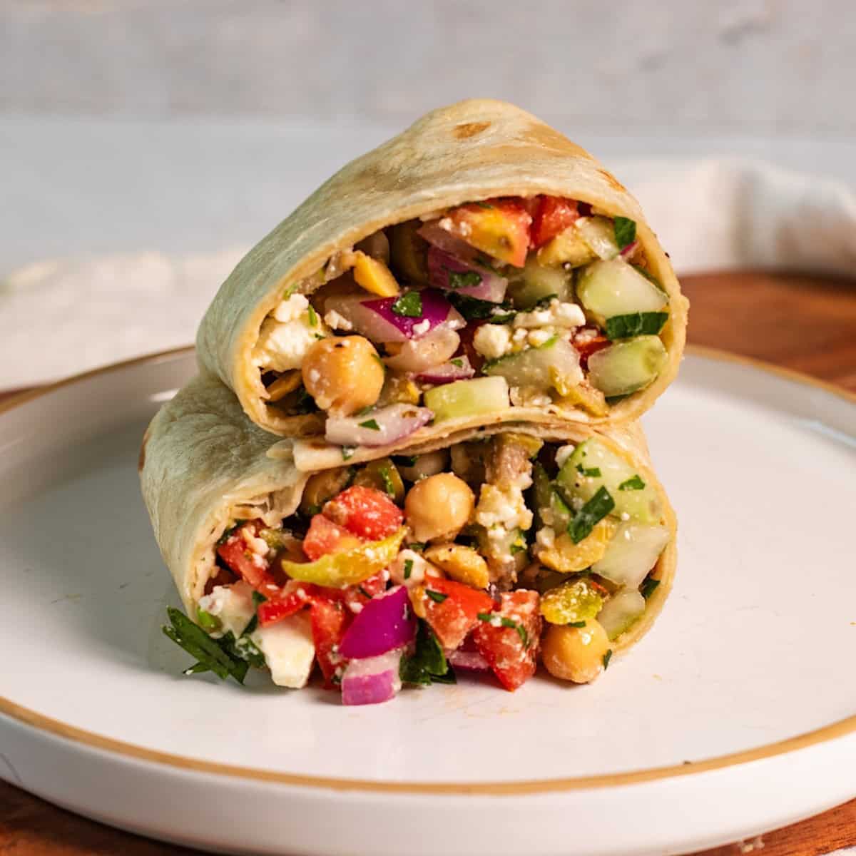 Chopped Greek Salad Wraps With Chickpeas Chopped Greek Salad Wraps With Chickpeas