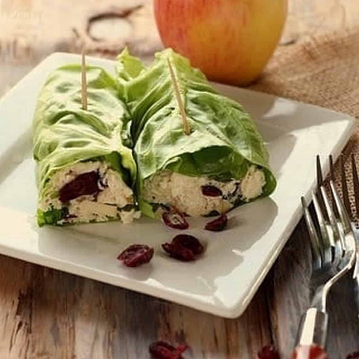 Cranberry Chicken Salad Lettuce Rollup Sandwiches Cranberry Chicken Salad Lettuce Rollup Sandwiches
