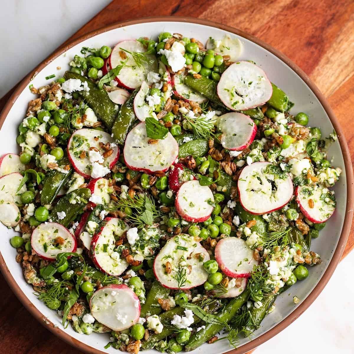 Crispy Farro Salad With Peas And Feta Crispy Farro Salad With Peas And Feta