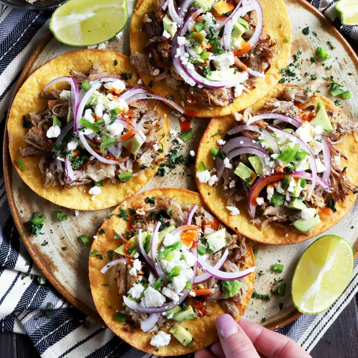 Crispy Instant Pot Carnitas Tostadas