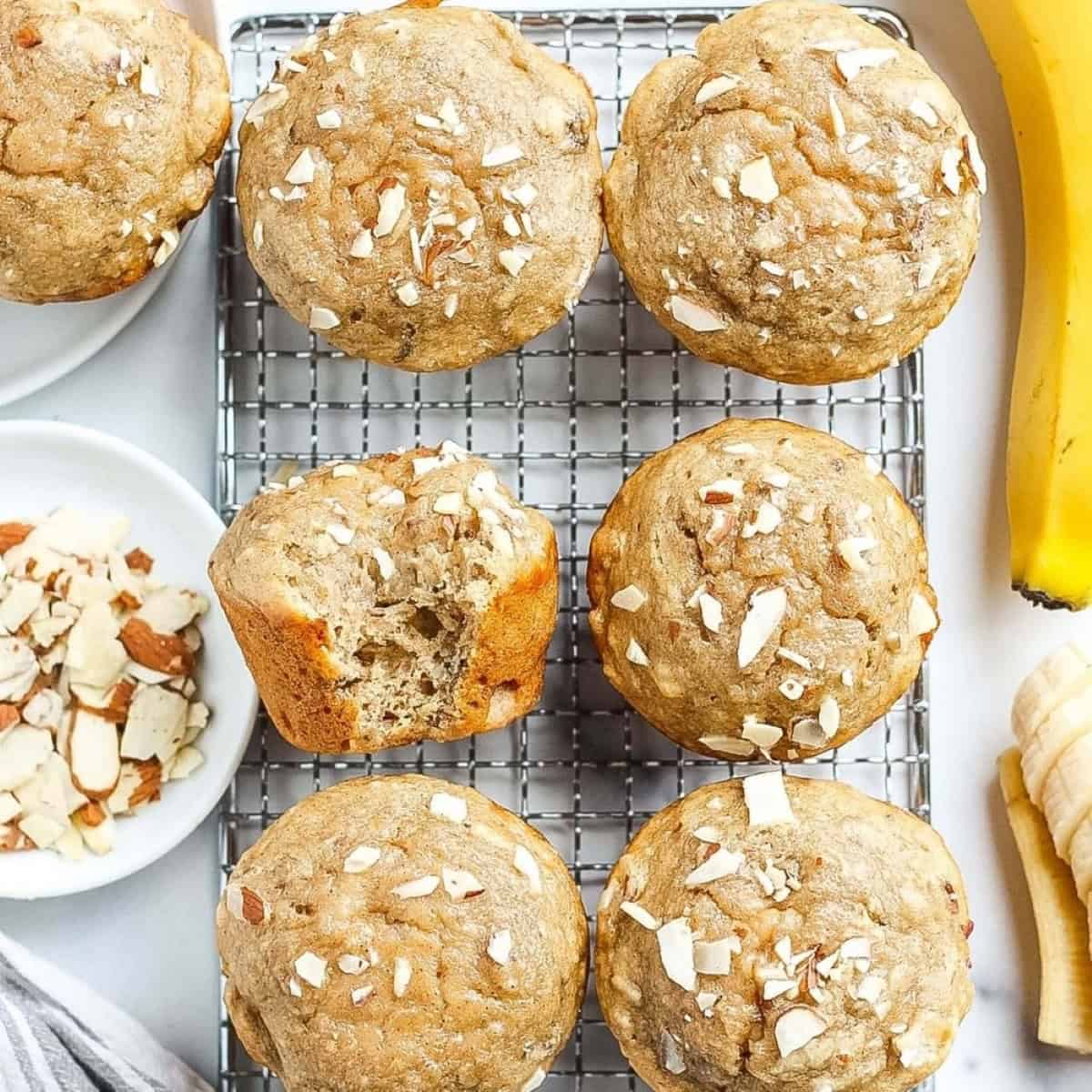 Greek Yogurt Banana Almond Muffins