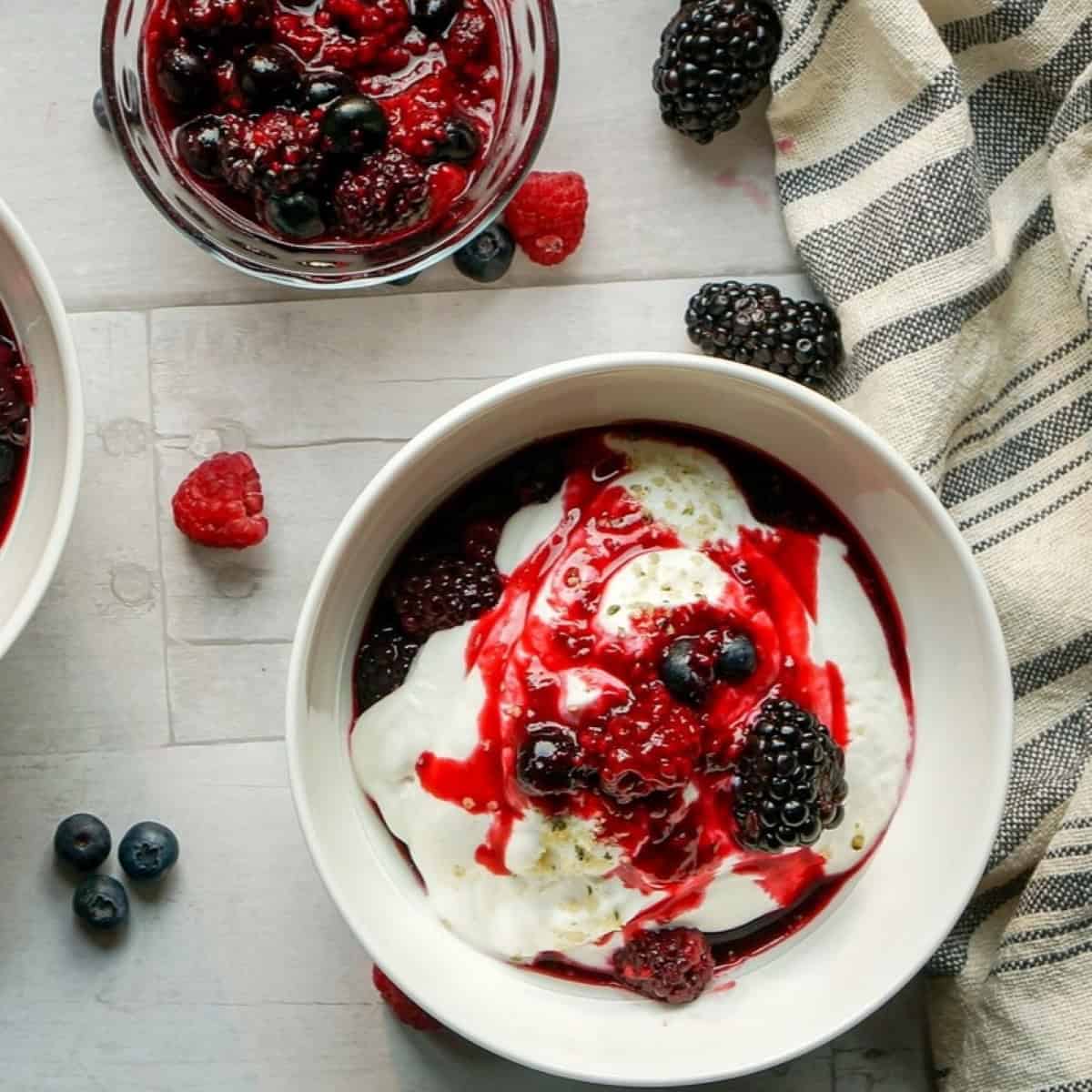 Greek Yogurt Bowls With Warm Berry Sauce