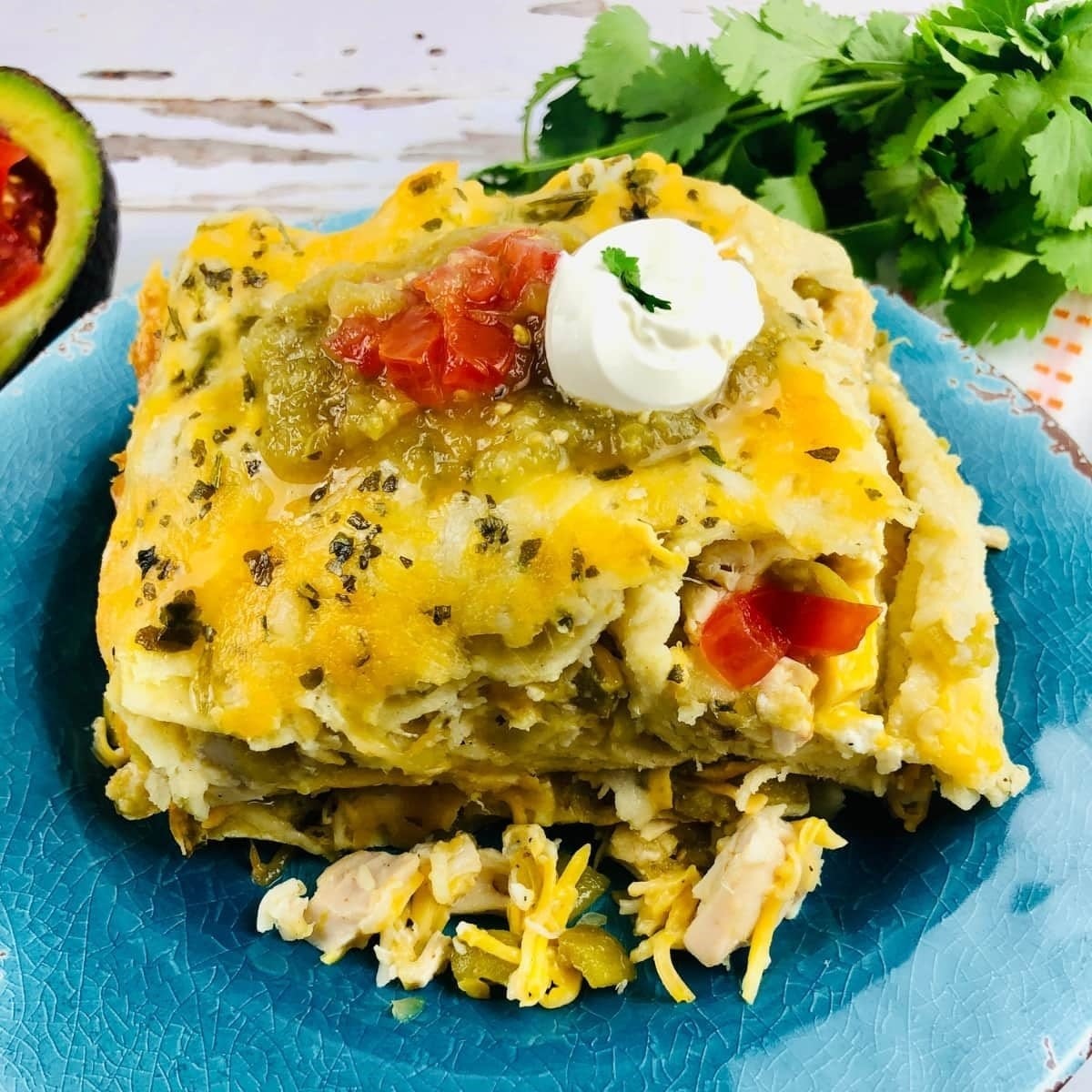 Green Chile Chicken Enchilada Casserole
