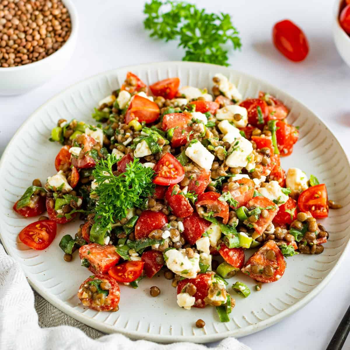 Lentil Salad With Feta Tomatoes And Canned Lentils Lentil Salad With Feta Tomatoes And Canned Lentils
