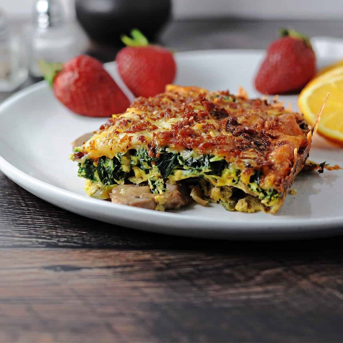 Low Carb Breakfast Casserole Spinach Bacon Egg
