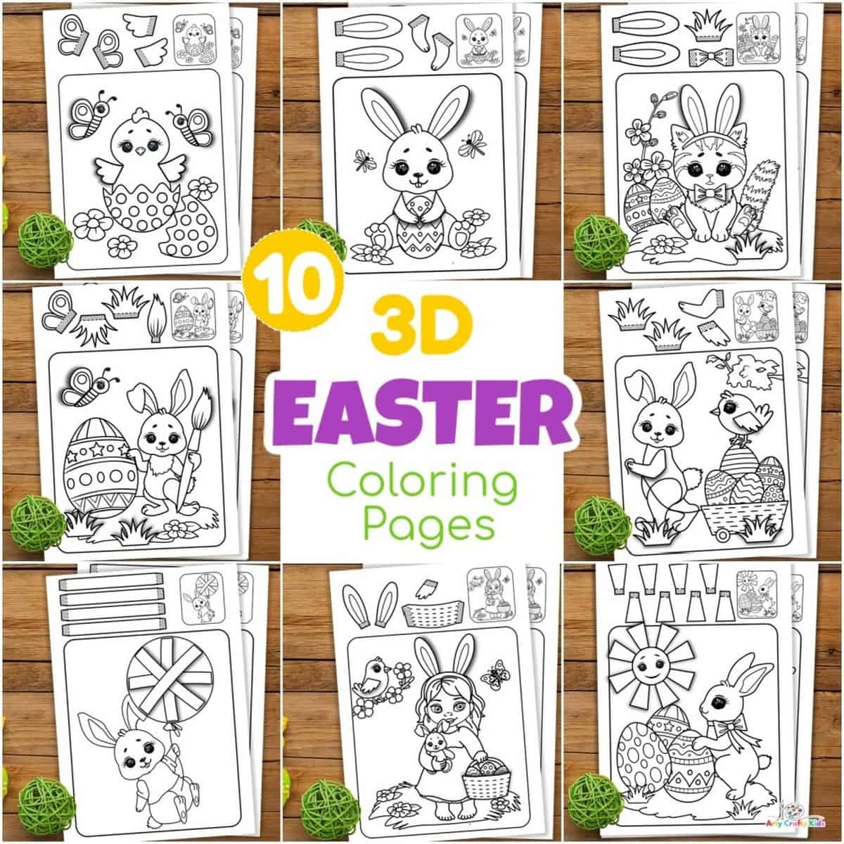3D Easter Coloring Pages For Kids